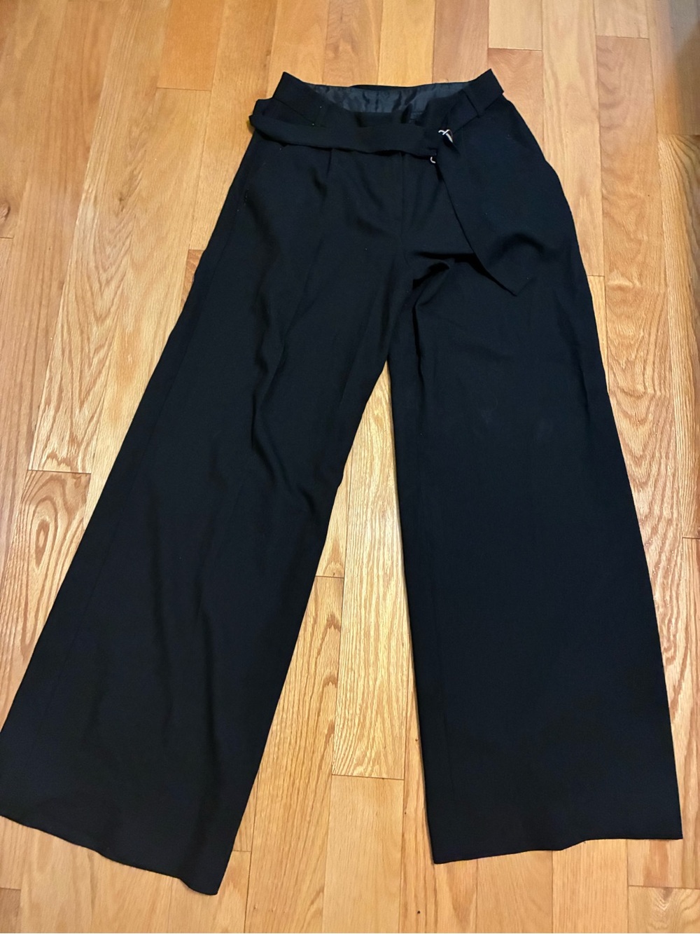 ASOS Black High-Rise Wide-Leg Trousers with D-Ring Belt 4